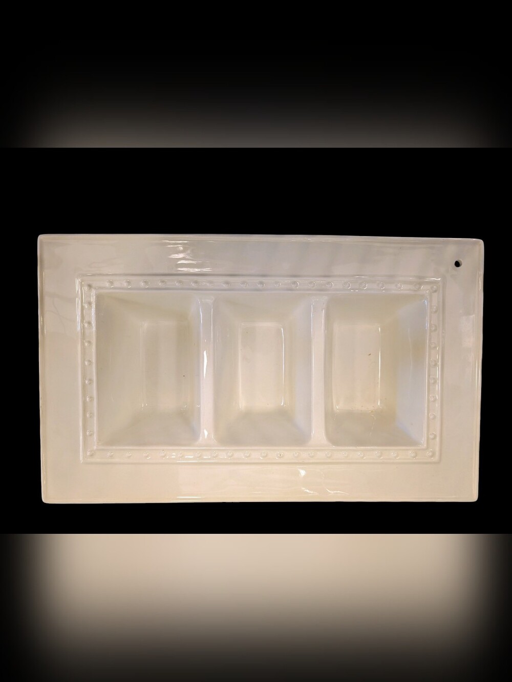 Nora Fleming Ceramic Three-Compartment White Vanity Tray
